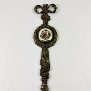 Vintage Victorian Brass Wall Hanging Plaques Art Deco Ladies in Garden 15" Tall